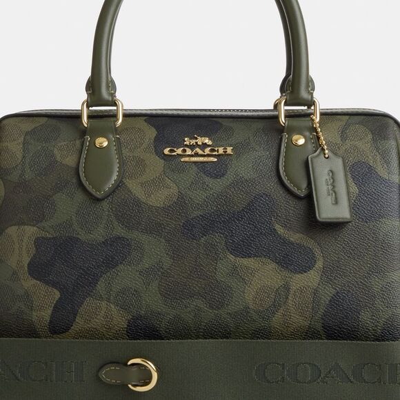 NWT Coach Outlet Rowan Satchel Bag In Signature Camo Print - Picture 4 of 7